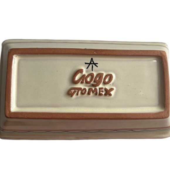 Vintage Rectangular Rooster Bowl Gorky Pottery Mexico - Picture 4 of 5